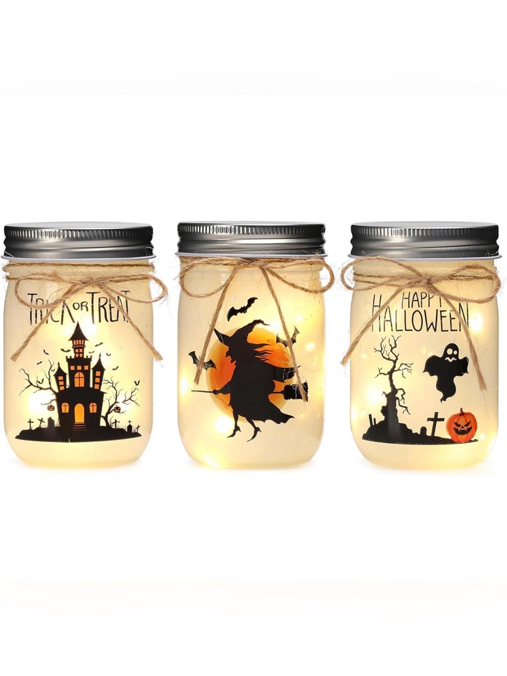 Halloween Mason Jar String Light Set - 3 jars